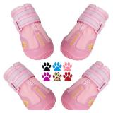 QUMY Dog Shoes for Large Dogs, Medium Dog Boots and Paw Protectors for Winter Snowy Day, Summer Hot Pavement, Water-Resistant in Rainy Weather, Outdoor Walking, Indoor Hardfloors Skid-Resistant Sole -