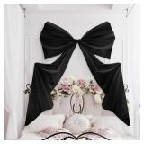 Wavwavw Big Bow Decor 39 x 72 Inch Giant Bow Wall Decor for Room Backdrop Large Ribbon Tie for Coquette Party Birthday Baby Shower Wedding Halloween Christmas Party Supplies(Black,Polyester) - Retail: