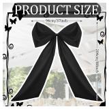 Wavwavw Big Bow Decor 39 x 72 Inch Giant Bow Wall Decor for Room Backdrop Large Ribbon Tie for Coquette Party Birthday Baby Shower Wedding Halloween Christmas Party Supplies(Black,Polyester) - Retail: