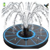 GAIZERL 3.5W Solar Fountain with Battery - Work On Cloudy Days - Upgrade Glass Panel Solar Bird Bath Fountain, Hummingbird Water Feature Pump with 7 Nozzles, 4 Fixed Pipes for Garden, Pool, Pond USED 