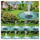 GAIZERL 3.5W Solar Fountain with Battery - Work On Cloudy Days - Upgrade Glass Panel Solar Bird Bath Fountain, Hummingbird Water Feature Pump with 7 Nozzles, 4 Fixed Pipes for Garden, Pool, Pond USED 