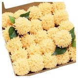 Lingfts moment Creamy Yellow Dahlia Foam Artificial Flowers Real Touch Faux Fake Flower for Home Decor Graduation Baby Shower Decorations Outdoors Party Favors Wedding Centerpieces Arrangements 25pcs 