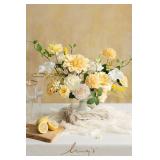 Lingfts moment Creamy Yellow Dahlia Foam Artificial Flowers Real Touch Faux Fake Flower for Home Decor Graduation Baby Shower Decorations Outdoors Party Favors Wedding Centerpieces Arrangements 25pcs 