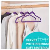 HOUSE DAY Premium Velvet Hangers 50 Pack, Non-Slip Flocked Felt Hangers, Sturdy Clothes Hanger with 360° Rotatable Hook, Heavy Duty Durable Slim Coat Hanger for Closet Space Saving (Noble-Purple) - R