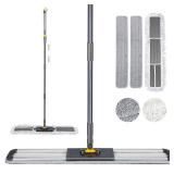 Nolopau 36 Inch Commercial Industrial Floor Mop, Long Handle, Washable Cotton and 2 Microfiber Mop Pads, Heavy Duty Wet and Dry for Hardwood, Tiles, Laminate - Retail: $31