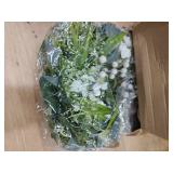 4 PCS Spring Wreaths for Front Door Green Wreath with White Flower Artificial Green Wreath with Ribbon for Pillar Front Door Porch Wall Window Farmhouse Decoration All Seasons - Retail: $17