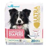 Paw Inspired 20ct Disposable Dog Diapers | Female Dog Diapers Ultra Protection | Diapers for Dogs in Heat, Excitable Urination, or Incontinence (Large) - Retail: $23