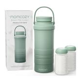 Momcozy 22oz Portable Breast Milk Cooler for Outdoor, Life Saver with 360° Total Cooling for 24 Hours, Larger Capacity Travel Breastmilk Chiller with 2pcs Baby Bottles for Breastmilk Storage, Green -