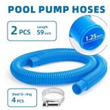 UCandy 2 pack Pool Pump Replacement Hose, 1.25 x 59 Inch for compatible with Filter Pump 60763732mm Above Ground Pools with 4 Hose Clamps,compatible with Intex and Most Pool Filter Pump