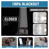 H.VERSAILTEX 100 Blackout Curtains for Living Room Camellia Floral 84 Inches Long Light Blocking Window Treatment with Black Liner Grommet Thermal Drapes, 2 Panels, Grey - Retail: $36