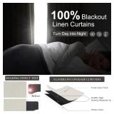 QJmydeco Beige White 54 Inch Curtains Sunblock Curtains for Bedroom 2 Panel Sets, Total Blackout Insulated Curtain for Summer Heat 4-12 ft Drapes for 50 Inch Small Window Natural (50\ Wx54 L) - Retail