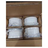 LE TAUCI Ramekins with Silicone Lids, 8 OZ Ceramic Soufflé Dishes, Ramekin Bowls for Crème Brûlée, Dessert, Dips, Oven and Microwave Safe, Set of 4, White - Retail: $20