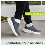Menfts Orthopedic Slip On Loafers: Plantar Fasciitis Comfortable Shoes for Heel and Foot Pain Relief, Casual Orthotic Loafers Adjustable Fit Flat Feet with Arch Support Denim Size 8 - Retail: $90