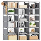 Mavivegue Bookshelf,18 Cube Storage Organizer,Extra Large Book Organizer,Tall Bookcase Shelf,Book CasesShelves,Grey Cube Shelf,Cubbies Closet Shelves for Bedroom,Living Room,Home,Office - Retail: $36