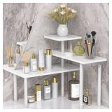 JayRex Bathroom Organizer Countertop Corner Shelf, 3 Tier Moveable Organizer for Make Up, Dresser Table, Desktop (White) - Retail: $29