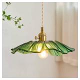GloMuse Pendant Light Kitchen Lights Glass Hanging Light Fixture Folwer Light Pendant Lights Modern Lighting for Bedroom Kitchen Hallway Bathroom Green Sunflower - Retail: $46