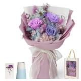 Childom Preserved Flowers for Delivery,Christmas Flowers Gift for Mom,Birthday Gifts for Women,Real Rose Bouquets,Purple Rose Flowers for Her,Mom,Wife,Grandma,Sister,Valentines,Mothers Day,Anniversary