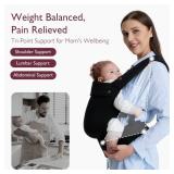 Momcozy Baby Carrier - Ergonomic, Cozy and Lightweight Carrier for 7-44lbs, Effortless to Put On, Ideal for Hands-Free Parenting, Enhanced Lumbar Support, Purehug for Infant to Toddler, Black - Retail