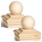 Hosuly 4 x 4 (Actual 3 58) Fence Cedar Ball Top Post Cap Rot Resistant Cedar Wood Deck Post Caps for Outdoor Wooden Fences(2 Pcs) - Retail: $43
