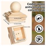 Hosuly 4 x 4 (Actual 3 58) Fence Cedar Ball Top Post Cap Rot Resistant Cedar Wood Deck Post Caps for Outdoor Wooden Fences(2 Pcs) - Retail: $43