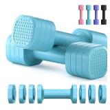 Zempox Adjustable Dumbbell Set of 2, 4 in 1 Free Weights Dumbbells Set for Women, Hand Weights for Women at Home, Each 2lb 3lb 4lb 5lb with TPU Soft Rubber Handle for Home Gym Exercise Training - Reta