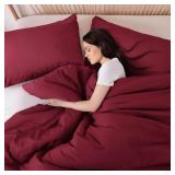 ROSGONIA Twin Comforter and Pillowcase for College Girls and Boys - Dark Red, Lightweight Dorm Bedding - Retail: $6