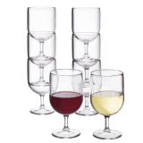 US Acrylic Stackable 8 ounce Plastic Wine Stems in Clear | Set of 8 Reusable, BPA-free, Made in the USA, Top-rack Dishwasher Safe - Retail: $21