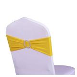 WENSINL Pack of 50 Spandex Yellow Chair Sashes Bows Elastic Chair Bands with Buckle Slider Sashes Bows for Wedding Decorations Without White Covers (Yellow) - Retail: $29