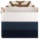 OIAHOMY 108L Large Cotton Rope Basket, Rectangle Woven Baskets for Storage, Nursery Blanket Storage Living Room, Toy Basket With Handle-25x16x16-Gradient Blue - Retail: $37