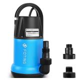 FOTING Sump Pump 1HP CleanDirty Submersible Water Pump, 4600GPH Utility Pump Thermoplastic Electric Portable Transfer Water Pump for Swimming Pool Garden Pond Basement with 10ft Long Power Cord - Reta