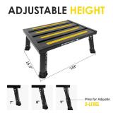 DEPSUNNY Adjustable Height Aluminum RV Step, Stable Foldable Platform Step Stool, Supports Up to 1,000 lb, Non-Slip Rubber Feet and Platform Mat, Easy to Carry (Black) - Retail: $39