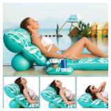 Jasonwell Inflatable Pool Float Adult - Pool Floaties Lounger Floats Floating Chair Raft with Adjustable Backrest Cup Holders Water Floaty Lake Lounge Tanning Floats Beach Party Toys for Adults - Reta