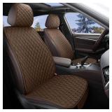 Linen Car Seat Covers Universal Comfortable Front Seat Covers for Car Accessories with Anti-Slip Bottom, Padded Car Interior Covers for Automotive, SUV, Truck, and Van (2Pcs Brown) - Retail: $17