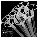 RUBFAC 20pcs Balloon Sticks with Cups Clear Balloon Holder Stick Stand 15inches to 32inches Large and Long Party Balloon Stand for Bobo Balloons Birthday Wedding Party Supplies - Retail: $9