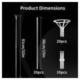 RUBFAC 20pcs Balloon Sticks with Cups Clear Balloon Holder Stick Stand 15inches to 32inches Large and Long Party Balloon Stand for Bobo Balloons Birthday Wedding Party Supplies - Retail: $9