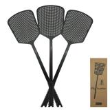 MUTOOZ Fly Swatter Multi-pacl Manual, Flexible and Heavy Duty Fly Swatters Thick Handle, Black 3 Pack - Retail: $7