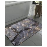 DEXI Bathroom Mat Ultra Thin, Non Slip Bath Rug for Shower Floor, Absorbent Quick Dry Marble Bathmats Low Profile, 16x24, Dark Grey - Retail: $17