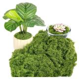 Fake Green Moss for Plants Indoor, 5.3OZ Artificial Moss for Potted Plants Decor, DIY Decorative Moss for Crafts Fairy Garden Floral Wedding Model Making Glass Containers Home (150g) - Retail: $10
