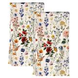 Miss Adola Flour Sack Kitchen Towels - Set of 2 Spring Dish Towels with Hanging Loop 18x26 Inch Absorbent Reusable Cotton Cloths for Cleaning Cute Design Home Decorative Housewarming, Vintage Flower -