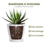 UOUZ 4 Inch Small Pots for Plants, 5 Pack Waffle Texture Small Plant Pots for Succulents, Plastic Planter with Drainage Holes and Saucers for Indoor Outdoor Plants, Flowers, Herbs, Seedlings, White - 