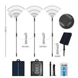 4th of July Decorations Solar Firework Lights, 3 Pcs 180 Led 8 Modes Red White Blue Solar Garden Lights Outdoor Waterproof, Timer Remote Patriotic Light for Independence Day Memorial Day Patio Yard - 