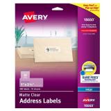 Avery Printable Address Labels with Sure Feed, 1 x 2-58", Matte Clear, 300 Blank Mailing Labels (18660) - Retail: $10