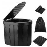 Black Collapsible Camping Toilet with Lantern  - Retail: $45