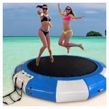 Blue/White Striped Inflatable Trampoline, 110" Diameter