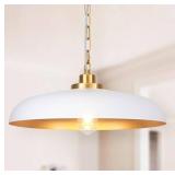 17.7inch White and Gold Pendant Lighting Farmhouse Pendant Light Fixtures for Kitchen Industrial Modern Pendant Lights Dining Room Hallway Bar Office Entrance - Retail: $129