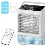 (NOT WORKING) COOLECH Personal Air Conditioner, 4-IN-1 Evaporative Air Cooler with Remote, 4H Timer, 7 Colors Light, 2-Level Humidify, LED Screen, 3 Speeds Small Air Conditioner Portable for Room Offi