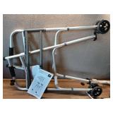 Medline Upright Aluminum Junior Folding Walker  Comfortable, Maneuverable, for Injury, Balance, Posture & Recovery - Retail: $87