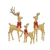 Set of 3 Light-up 3D Glitter Deer Family with 210 Warm White LED Christmas Lights  Holiday Time (Frame only) - Retail: $89