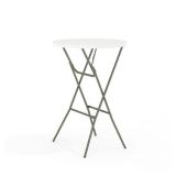 Pack of 2 ,Flash Furniture Elon 2.6  Round Plastic Folding Bar Height Table for Commercial Events  White - Retail: $150