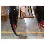 16 in. W x 59 in. H Aluminum Alloy Frame Black Arched Floor Mirror with Floor Stand and Wall Mounted Hooks - Retail: $60